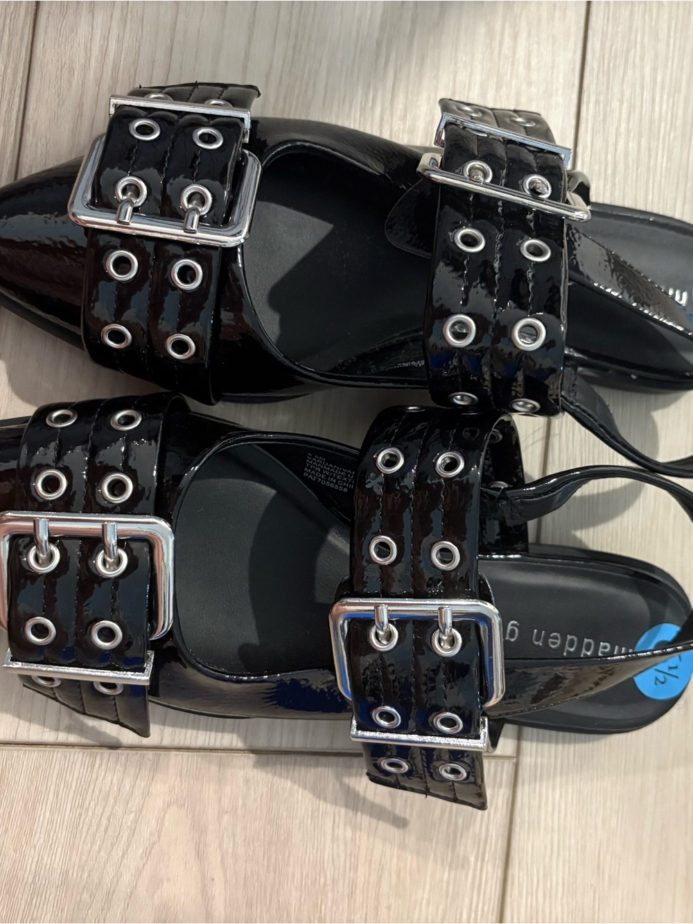 Steve Madden Black Patent Buckle Flats